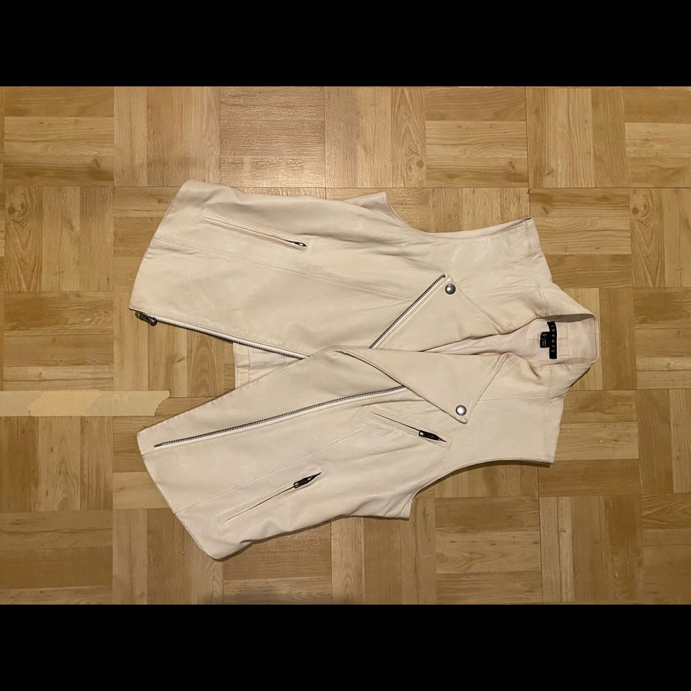Leather Theory Vest - Cream Colored